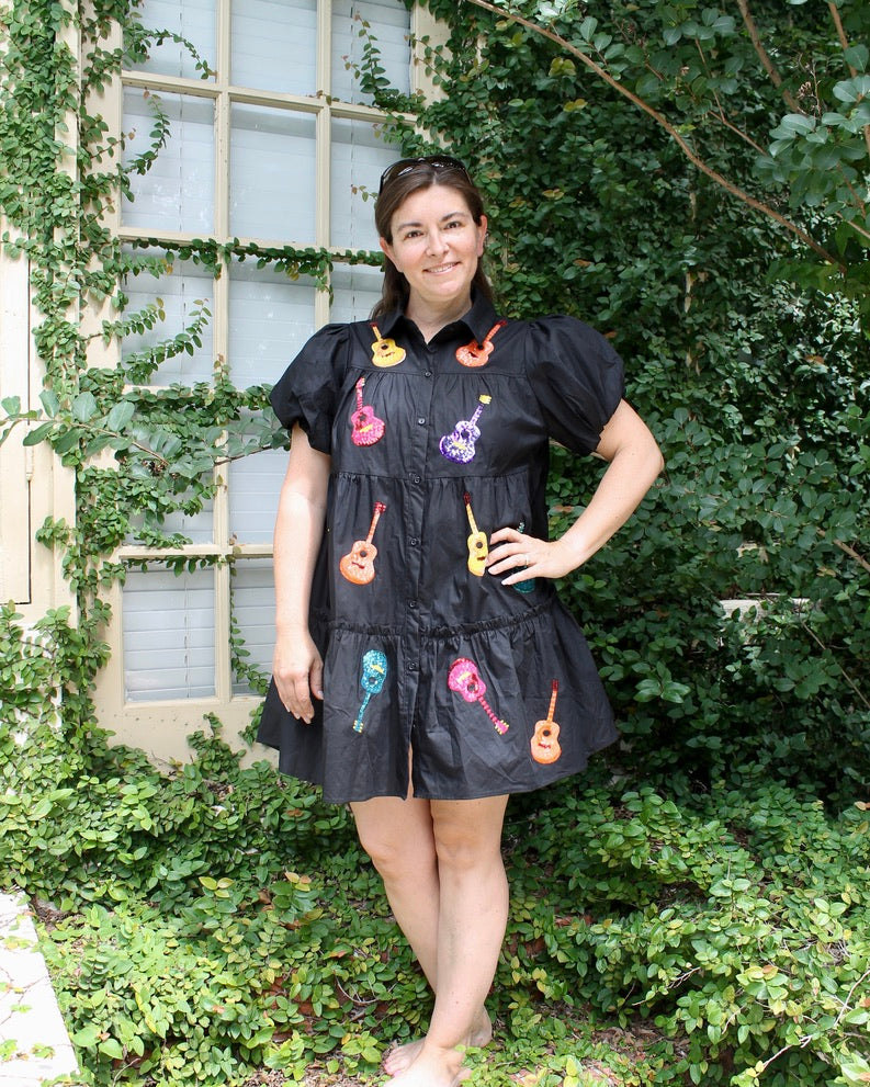 Black Sequin Guitar Dress