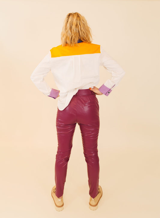 Like the Moon | PU Leather Belted Pants