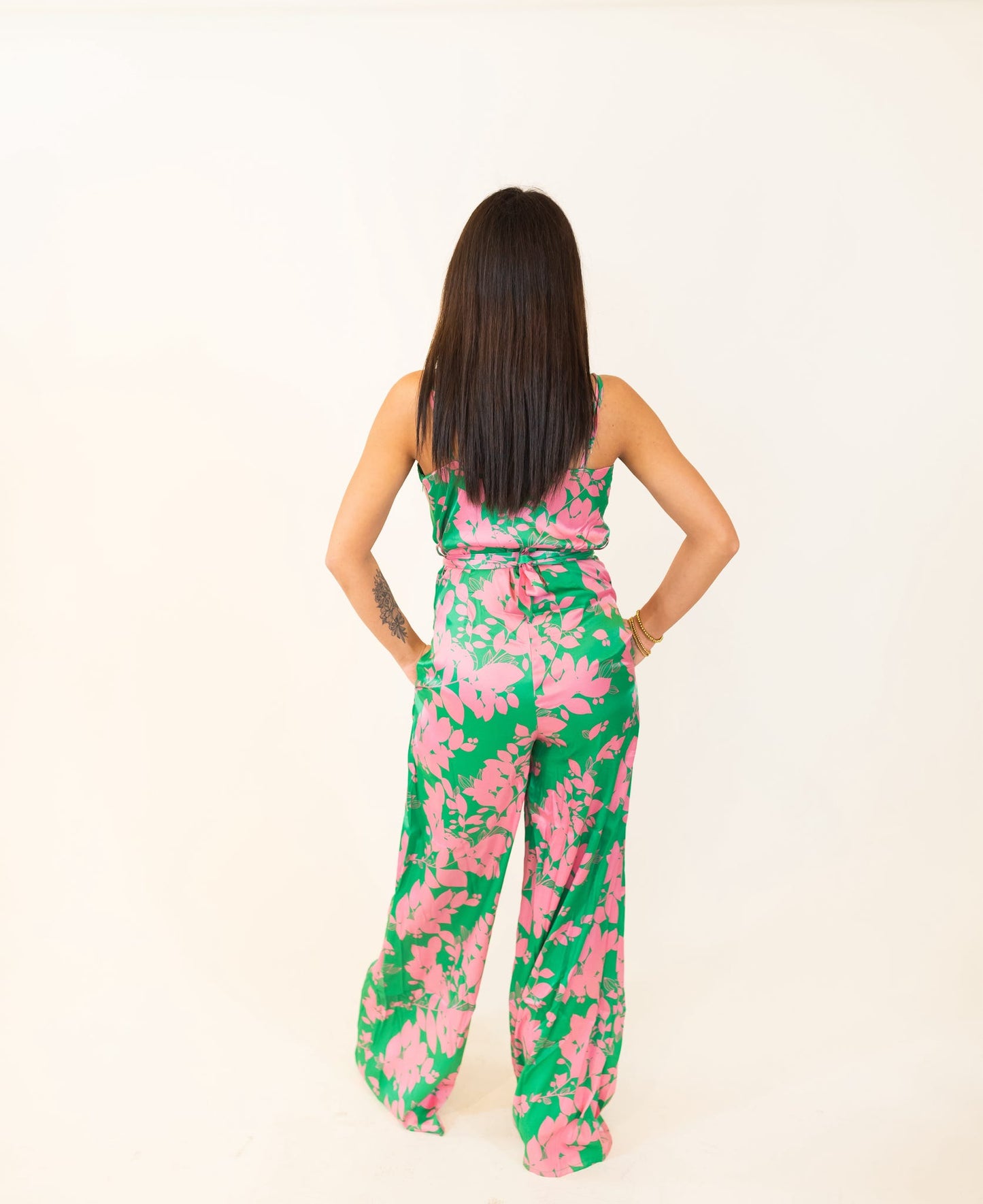 bigHit Fashion | Green/Pink Floral Jumpsuit